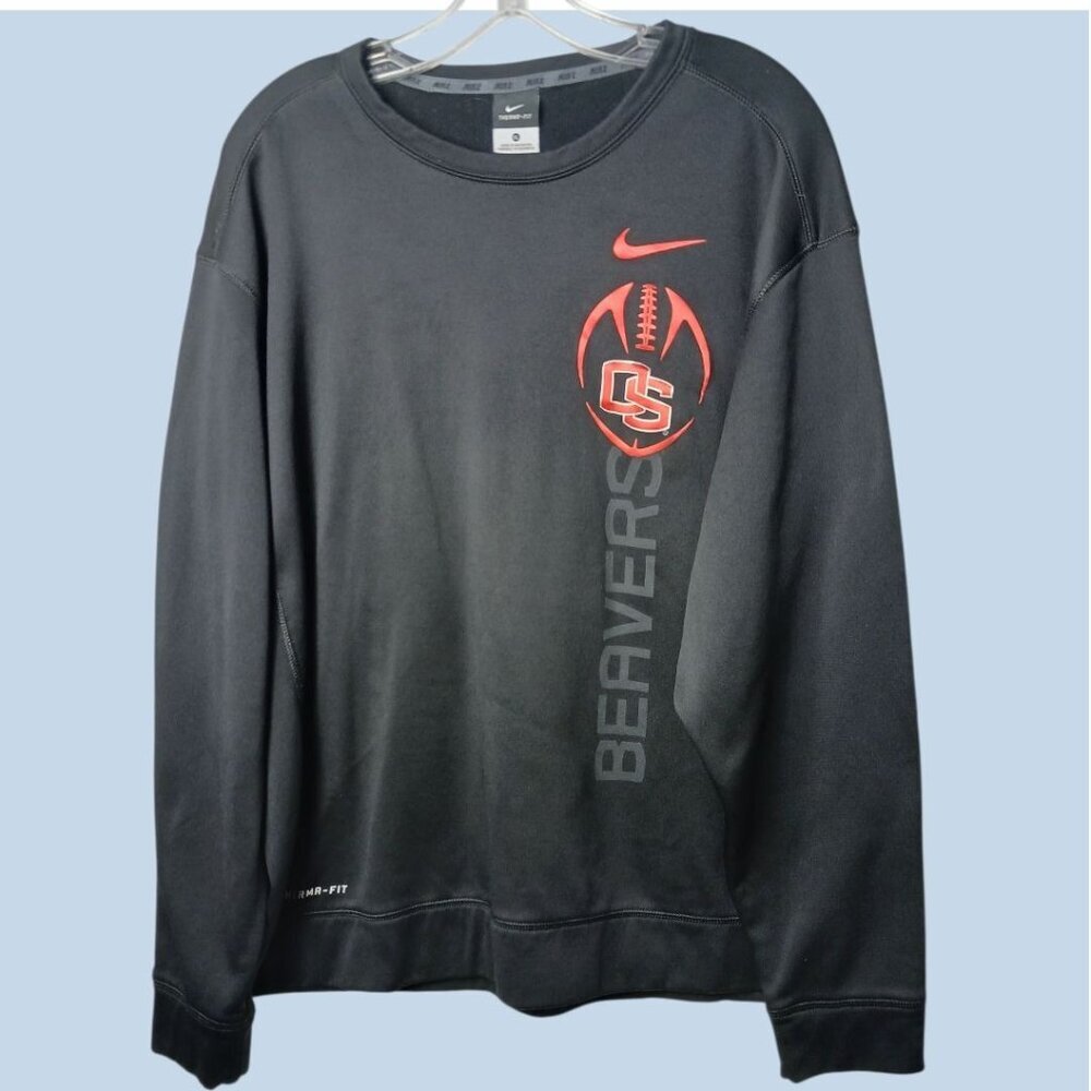 Nike Therma-Fit Oregon State Beavers Sweatshirt  Black/orange Logo Large